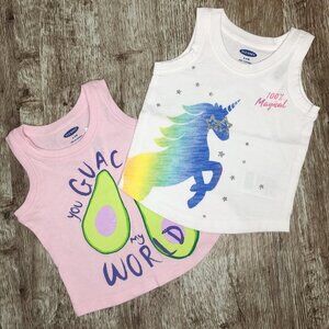 OLD NAVY Graphic Jersey Cotton Tank Bundle - 3-6 M